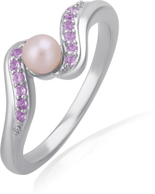 guyal Cultured Pearl Gemstone Ring Sterling Silver Topaz Silver Plated Ring