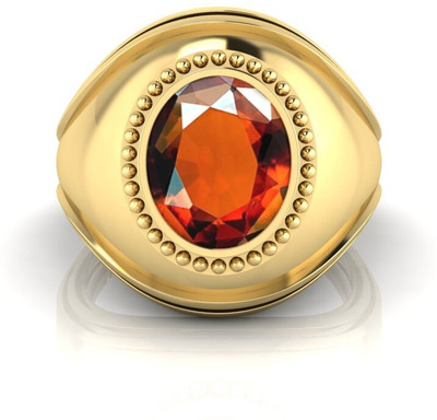 Pranjal Gems 9.25 Ratti Gomed Gemstone Adjustable Ring With Lab CertificateCK Stone Garnet Brass Plated Ring