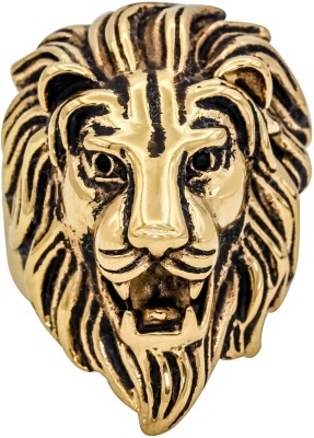 MissMister Brass Lion Head shape, Big, Bold and Heavy Stylish Fashion finger ring Men statement jewellery Brass Gold Plated Ring