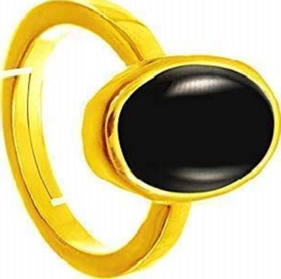 KUSHMIWAL GEMS 4.00 Ratti 3.00 Carat Sulemani Hakik Ring Original Natural Black Haqiq Precious Brass Gold Plated Ring