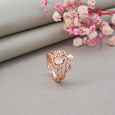 priyanshi creation Stainless Steel Cubic Zirconia Gold Plated Ring