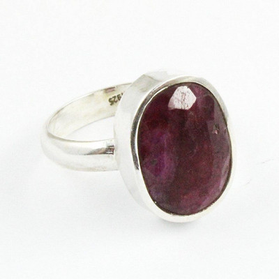 Gemzonite Stone Ruby Silver Plated Ring