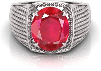 TODANI JEMS 9.25 Ratti Ruby Gemstone Adjustable Ring With Lab CertificateFF Shell Ruby Rhodium Plated Ring