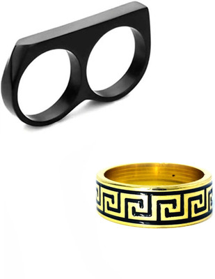 Neerajyoti design ring & double finger ring set Alloy Gold, Titanium Plated Ring Set