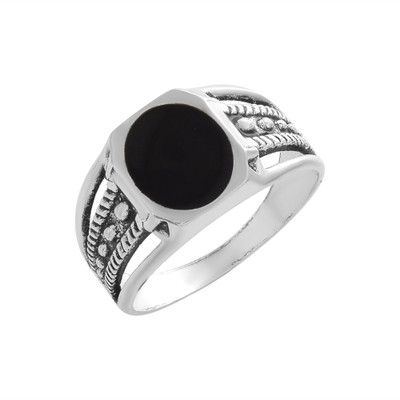 morir Silver Plated Classical Simple Plain Black Enamel Luxurious Texture Finger Ring Brass Silver Plated Ring