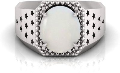 Pranjal Gems Shell Opal Rhodium Plated Ring