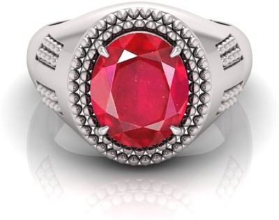 TODANI JEMS 9.25 Ratti Ruby Gemstone Adjustable Ring With Lab CertificateFD Shell Ruby Rhodium Plated Ring