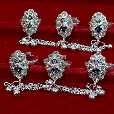 Siya Creation chain toering bichiya Alloy Silver Plated Chain Ring - Multi Finger