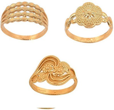 Weldecor Gold Plated Rings Combo for Women (pack of 3) Metal Gold Plated Ring