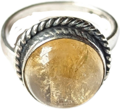 Maitri Export Natural Gemstone Crystal Stone Citrine Round Ring For Men And Women Stone Agate Ring