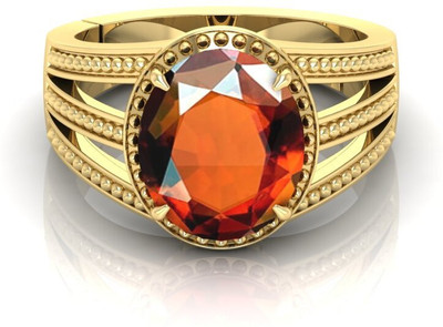 Pranjal Gems 9.25 Ratti Gomed Gemstone Adjustable Ring With Lab CertificateST Stone Garnet Brass Plated Ring