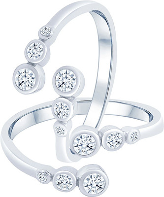 Shiyara JEWELLS 92.5 Sterling Silver Pair of Openable Top Toe Rings Sterling Silver Rhodium Plated Toe Ring