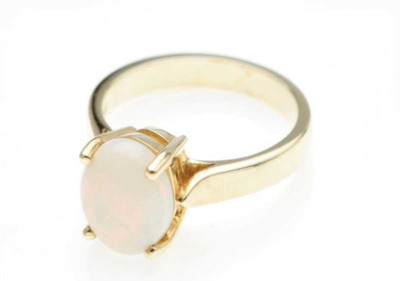 Gemzonite 6.50 ratti Opal Stone Ring With Natural & Effective Opal Stone... Alloy Opal Gold Plated Ring