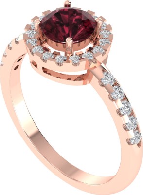 Diamtrendz Jewels 925 Sterling Silver Garnet Solitaire Rose Gold Plated Ring For Women & Girls Sterling Silver Garnet Gold Plated Ring