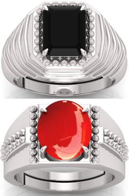 BHAIRAW GEMS Moonstone Stone Silver Adjustable Ring Stainless Steel Ring