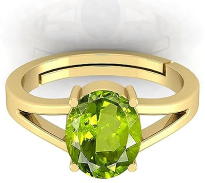 SIDHGEMS Brass Peridot Gold Plated Ring