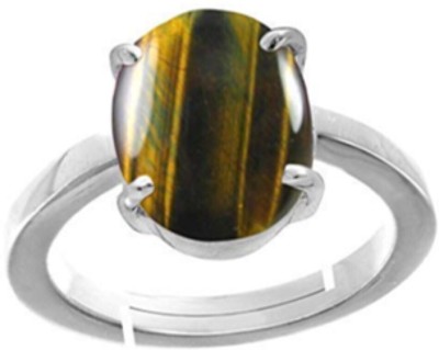 Gemzonite Most Demanded Tiger's Eye ring original tigers eye stone lab certified Ring Stone Silver Plated Ring