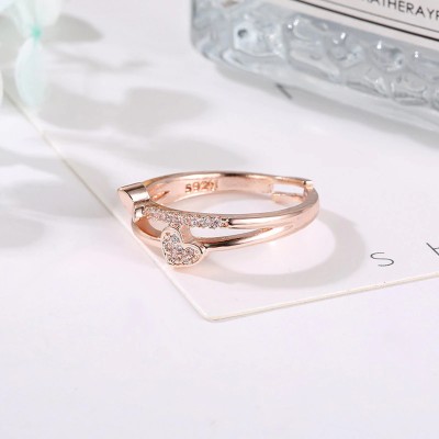 Fashion Frill Stainless Steel Cubic Zirconia Gold Plated Ring