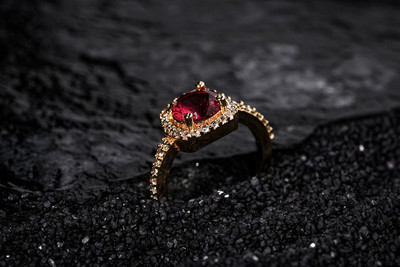 Vosgi Brass Quartz Gold Plated Ring