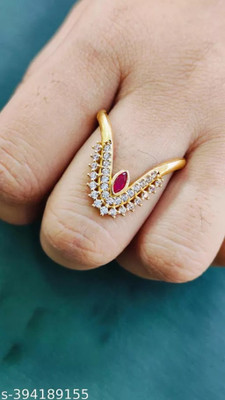DIMIKI Gold Plated AD Vangi Ring Alloy Cubic Zirconia Ring