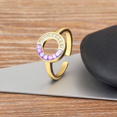 ZIVOM Abalone Circle Copper Mother of Pearl Gold Plated Ring