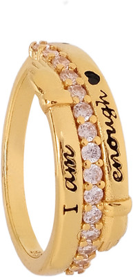 University Trendz I Am Enough Designer Golden Crystal Delicate Pendant for Women& Girls Alloy Gold Plated Ring