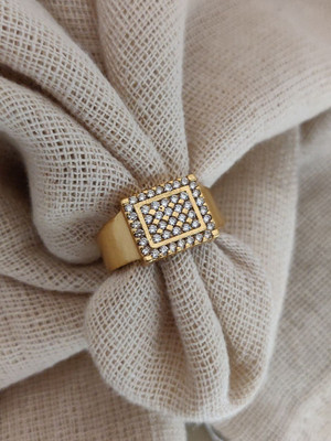 mahi creation Stainless Steel, Copper Cubic Zirconia Gold Plated Ring