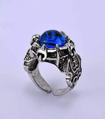 ruby collection Silver Rings for Men Owl Eye Face Ring Stylish Adjustable Silver Ring Alloy Crystal Silver Plated Ring