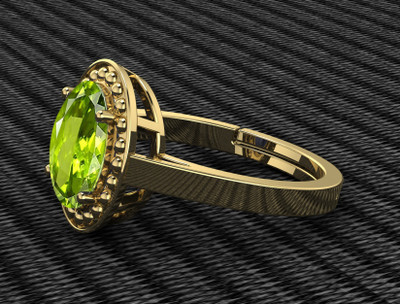 Pranjal Gems Original 7.25 Ratti 6.60 Ct Peridot Gem Stone Ring With Leb Certificate Brass Peridot Ring