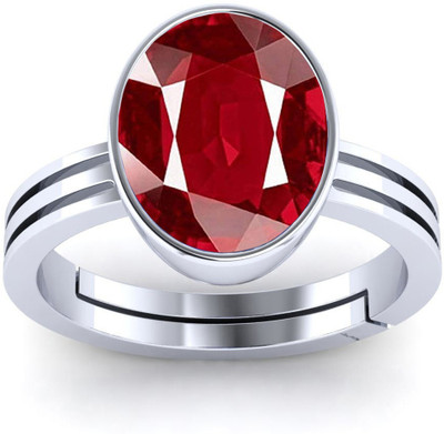 SHAHNU 8.25 Ratti Created Ruby Manik Stone Ring for Women's and Men's By Lab Certified Brass Ruby Ring