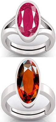 BHAIRAW GEMS Moonstone Stone Silver Adjustable Ring Stainless Steel Ring