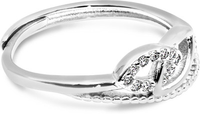 Zarkan Zarkan Pure Silver Love Chain Ring Sterling Silver Cubic Zirconia Rhodium Plated Ring