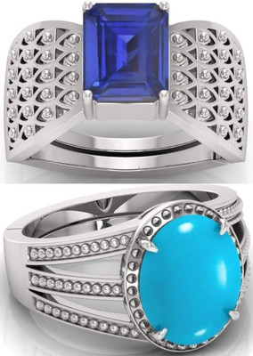 BHAIRAW GEMS Moonstone Stone Silver Adjustable Ring Stainless Steel Ring