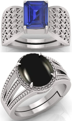 BHAIRAW GEMS Moonstone Stone Silver Adjustable Ring Stainless Steel Ring