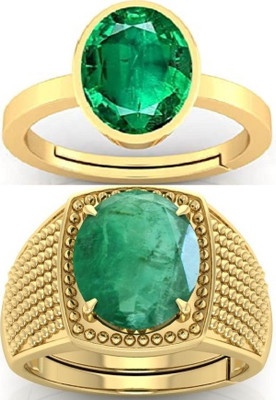 BHAIRAW GEMS Ratti Stone Adjustable Ring for Men & Women Stone Emerald, Emerald Ring