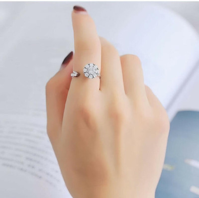 Neerajyoti Crystalane Crystal Rotating Ring Alloy Crystal Silver Plated Ring