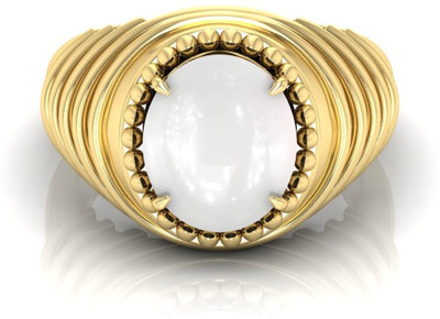 Pranjal Gems Stone Moonstone Brass Plated Ring