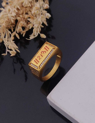 mahi creation Brass, Copper Diamond Gold Plated Ring