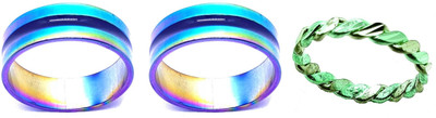 Dynamic Retail Global Set of 3 Rings for Men & Women, Multicolor-Green Alloy Ring