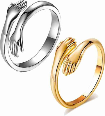 White Chimes Hug ring 2pcs Alloy Gold, Silver Plated Ring Set