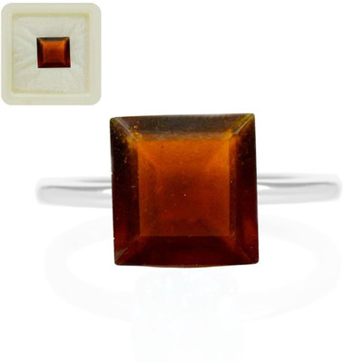 CaratYogi Natural Certified Ceylon Hessonite 9.25 Ratti 8.41 Carat Square Shape for Stone Garnet Ring