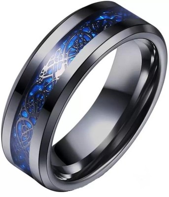 Dee Gee's mart Dee Gee's Mart Blue Designed Ring Pack Of 1 Steel Ring