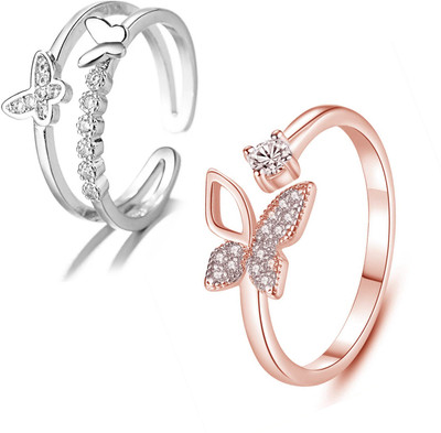 MEENAZ Alloy, Metal, Crystal, Stainless Steel, Brass, Copper, Stone Cubic Zirconia, Diamond Sterling Silver, Gold Plated Ring