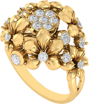 Diamtrendz Jewels 925 Sterling Silver Zircon Gold Plated Ring For Women & Girls Sterling Silver Cubic Zirconia Gold Plated Ring