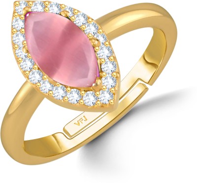 VIGHNAHARTA Sizzling Valentine PINK Solitaire Gold Plated Ring women and Girls Alloy Cubic Zirconia Gold Plated Ring