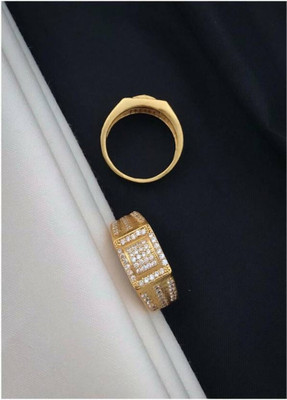 GORASH CREATION Brass Diamond Gold Plated Ring