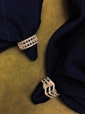 Atibelle Brass Cubic Zirconia Silver Plated Ring Set