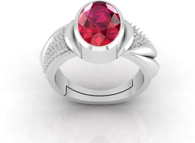 SIDHGEMS SIDHGEMS 7.25 Ratti 6.55 Crt Natural Burma Ruby Manik 925 Sterling Silver Ruby Silver Plated Ring