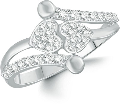 VIGHNAHARTA Elegant Twinkling Rhodium plated Valentine heart love Ring for women and Girls Brass Cubic Zirconia Rhodium Plated Ring