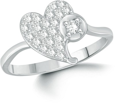 VIGHNAHARTA Elegant Twinkling Rhodium plated Valentine heart love Ring for women and Girls Brass Cubic Zirconia Rhodium Plated Ring
